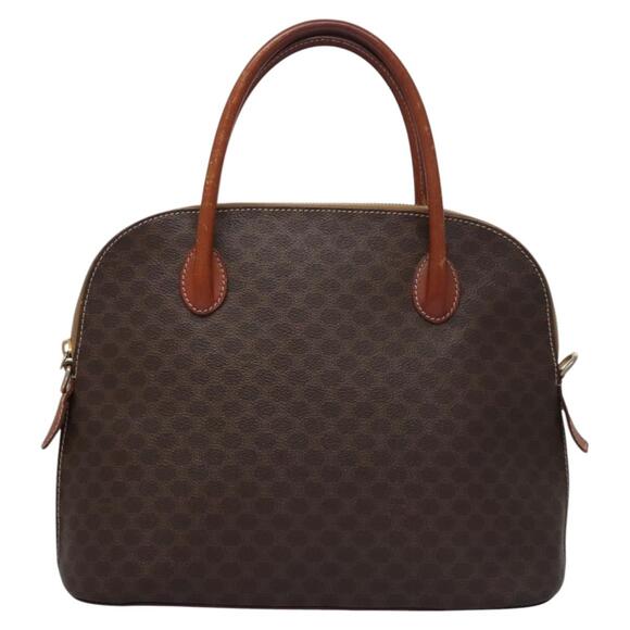 CELINE Macadam Canvas Hand Bag Pvc Leather Gold Brown - Picture 2 of 13